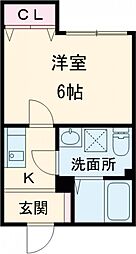 アーバンブルー高砂 104 1階1Kの間取り