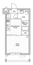 つくばエクスプレス 六町駅 徒歩14分の賃貸マンション 2階1Kの間取り