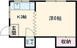 大和田ビル 3階1Kの間取り