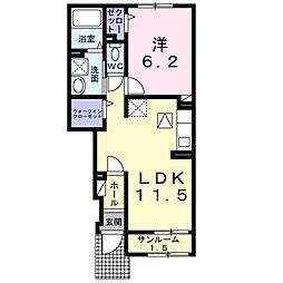 アマデトワールＹ・Ｓ 1階1LDKの間取り