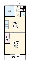 コーラルトップ 4階1DKの間取り