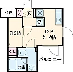 JR常磐線 金町駅 徒歩12分の賃貸マンション 4階1DKの間取り