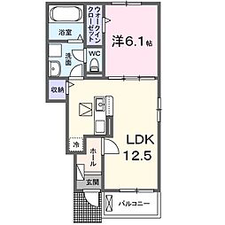 JR相模線 橋本駅 バス23分 清水入口下車 徒歩5分の賃貸アパート 1階1LDKの間取り