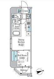 PrimeBliss東中野駅前 1DKの間取図画像