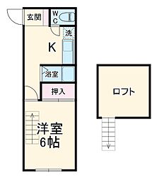 JR常磐線 柏駅 バス10分 ミックスガーデン前下車 徒歩4分の賃貸アパート 2階1DKの間取り