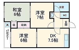 ファイン　Ａ 2階3DKの間取り