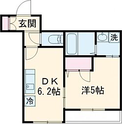セントラルシャイン 2階1DKの間取り