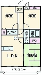 ハイツ・アムール 2階3LDKの間取り