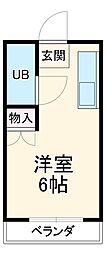 ハッピースカイ 3階ワンルームの間取り