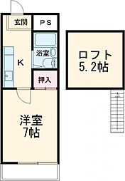 マキパーク大泉 1階1Kの間取り