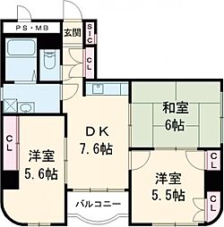 ティ・エル・ハイツ八王子北 4階3DKの間取り