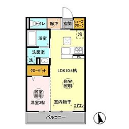 アルカンジュ 1階1LDKの間取り