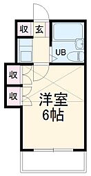 ペアパレス東田 2階1Kの間取り