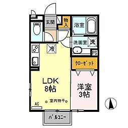 JR上越線 高崎問屋町駅 徒歩28分の賃貸アパート 2階1LDKの間取り