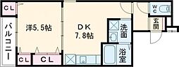 フジパレス高石千代田II番館 2階1DKの間取り