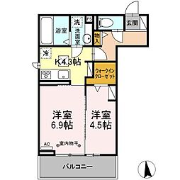 JR東海道本線 逢妻駅 徒歩3分の賃貸アパート 3階2Kの間取り