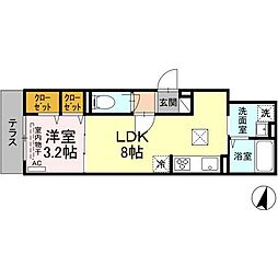 小田急小田原線 向ヶ丘遊園駅 徒歩6分の賃貸アパート 2階1LDKの間取り