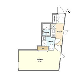 Ｔｈｅ　Ａｉｇｒｅｔｔｅ　Ｍｉｎａｍｉ‐Ｋａｍａｔａ 2階1Kの間取り