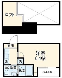 アザーレ・キュリオス相武台前 3階1Kの間取り