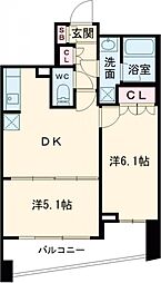 東武東上線 中板橋駅 徒歩10分の賃貸マンション 8階2DKの間取り