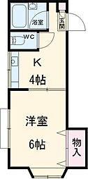 メゾン楢 2階1Kの間取り
