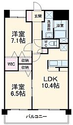 セルアローム 1階2LDKの間取り