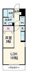 ソレイユC 1LDKの間取図画像