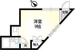 ヒルトップ 1階ワンルームの間取り