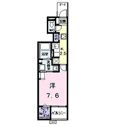 あま市甚目寺郷浦アパート 1Kの間取図画像