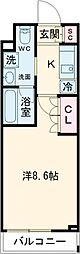 アジールコート武蔵新田 1Kの間取図画像