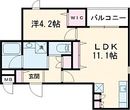 アクアシオン 2階1LDKの間取り