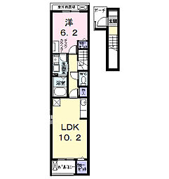 Ｋｐｕｓｅ（ケイプス） 2階1LDKの間取り