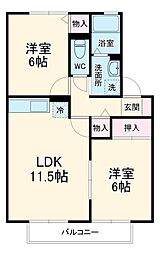 ファミール 2階2LDKの間取り
