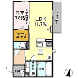 シャルマン 1LDKの間取図画像