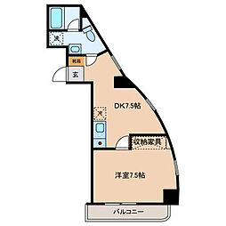 東京メトロ千代田線 町屋駅 徒歩8分の賃貸マンション 4階1DKの間取り