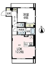 ベアレステ川崎 4階1LDKの間取り