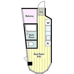 エリートビル八幡町 7階ワンルームの間取り