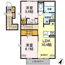 メテオーラ・コッリーナ 2階2LDKの間取り