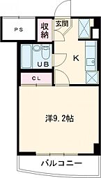 Ｔ’ｓ　ｇａｒｄｅｎ稲城 2階1Kの間取り
