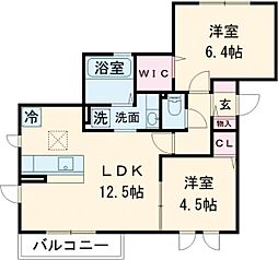 京王相模原線 多摩境駅 バス6分 多摩境通り北下車 徒歩8分の賃貸アパート 3階2LDKの間取り