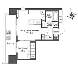 バウスステージ中野 3階1LDKの間取り