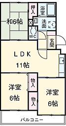 京成松戸線 鎌ヶ谷大仏駅 徒歩7分の賃貸アパート 2階3LDKの間取り
