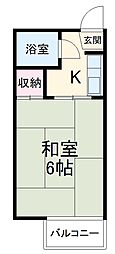 コーポ美紗 2階1Kの間取り