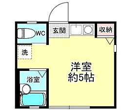 Ｌｕｍｉｅｒｅ 1階ワンルームの間取り