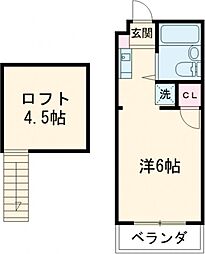 マーブルコート西葛西 2階1Kの間取り