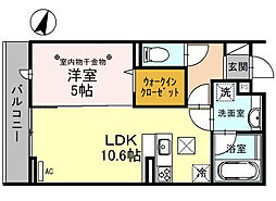 プランドール（富士見） 1階1LDKの間取り