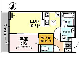 プランドール（富士見） 205 2階1LDKの間取り