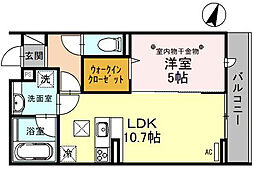 プランドール（富士見） 2階1LDKの間取り
