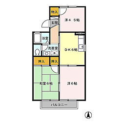 ヴィラモデルナ　Ａ 1階3DKの間取り