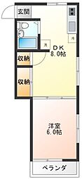 エストTK 2階1DKの間取り